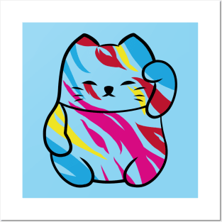 Lucky cat fusion zebra pop art Posters and Art